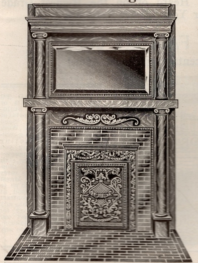 This fireplace is shown in the back of the 1908 Modern Homes catalog.