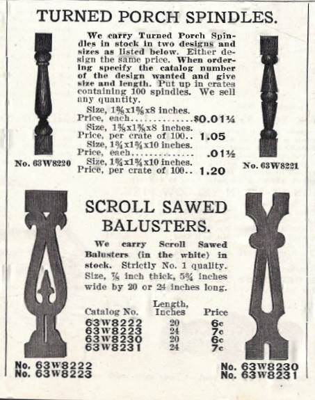 Sears Porch Balusters from their building materials catalog.